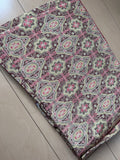 Vintage Japanese Fukuro Obi in Burgundy with Floral Geometric Pattern