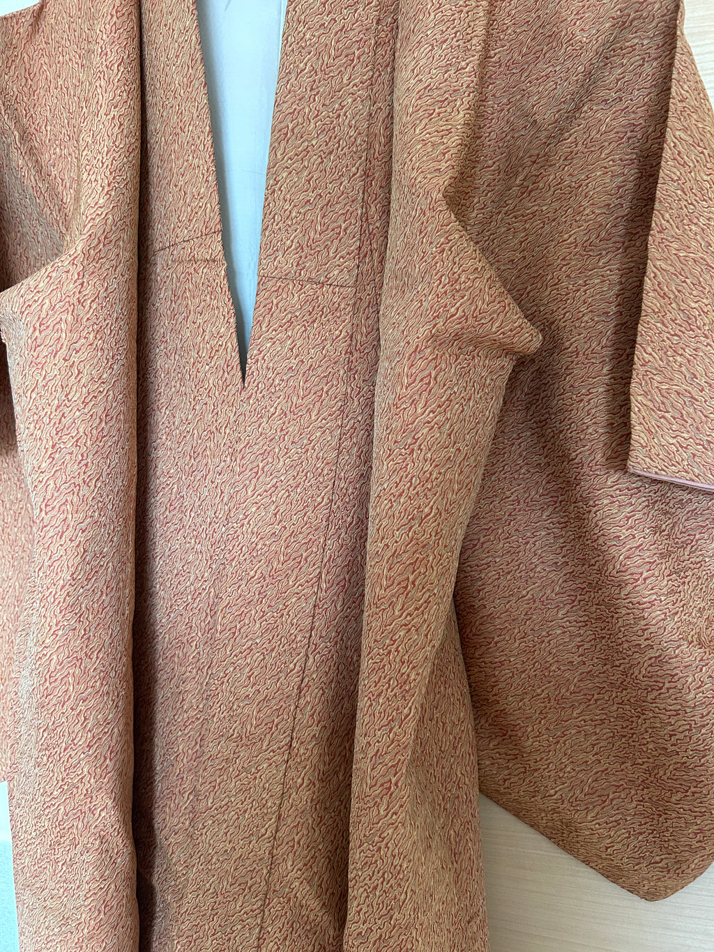 Vintage Japanese Haori in Dusty Rose with Subtle Textured Pattern