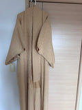 Vintage Japanese Haori in Soft Beige with Woven Floral Jacquard Pattern