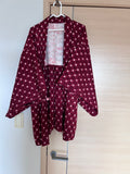 Vintage Japanese Shibori Haori in Deep Burgundy with White Diamond Pattern