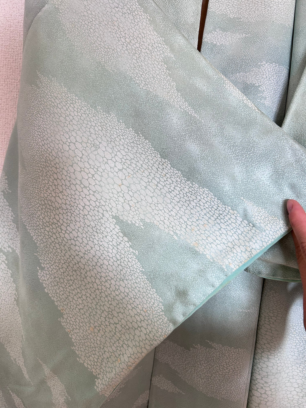 Vintage Japanese Haori Jacket – Soft Mint Green Shibori-Inspired Pattern