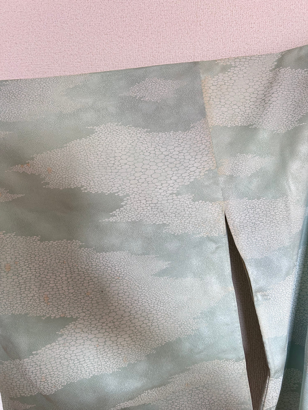 Vintage Japanese Haori Jacket – Soft Mint Green Shibori-Inspired Pattern