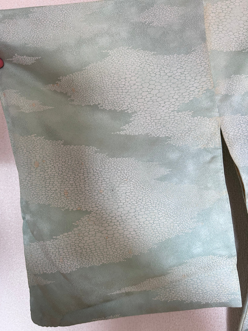 Vintage Japanese Haori Jacket – Soft Mint Green Shibori-Inspired Pattern