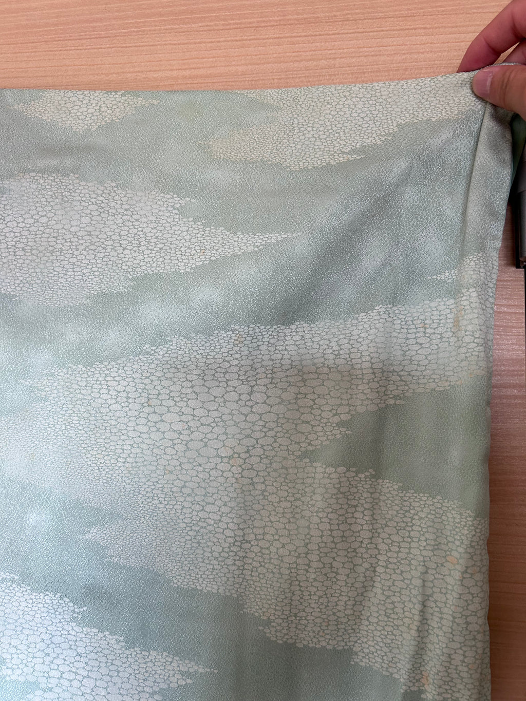 Vintage Japanese Haori Jacket – Soft Mint Green Shibori-Inspired Pattern