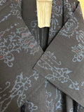 Vintage Japanese Haori Jacket – Black with Blue & Red Traditional Arabesque Pattern