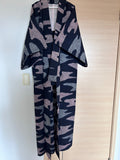 Vintage Japanese Haori Jacket – Black Shibori-Inspired Wave Pattern