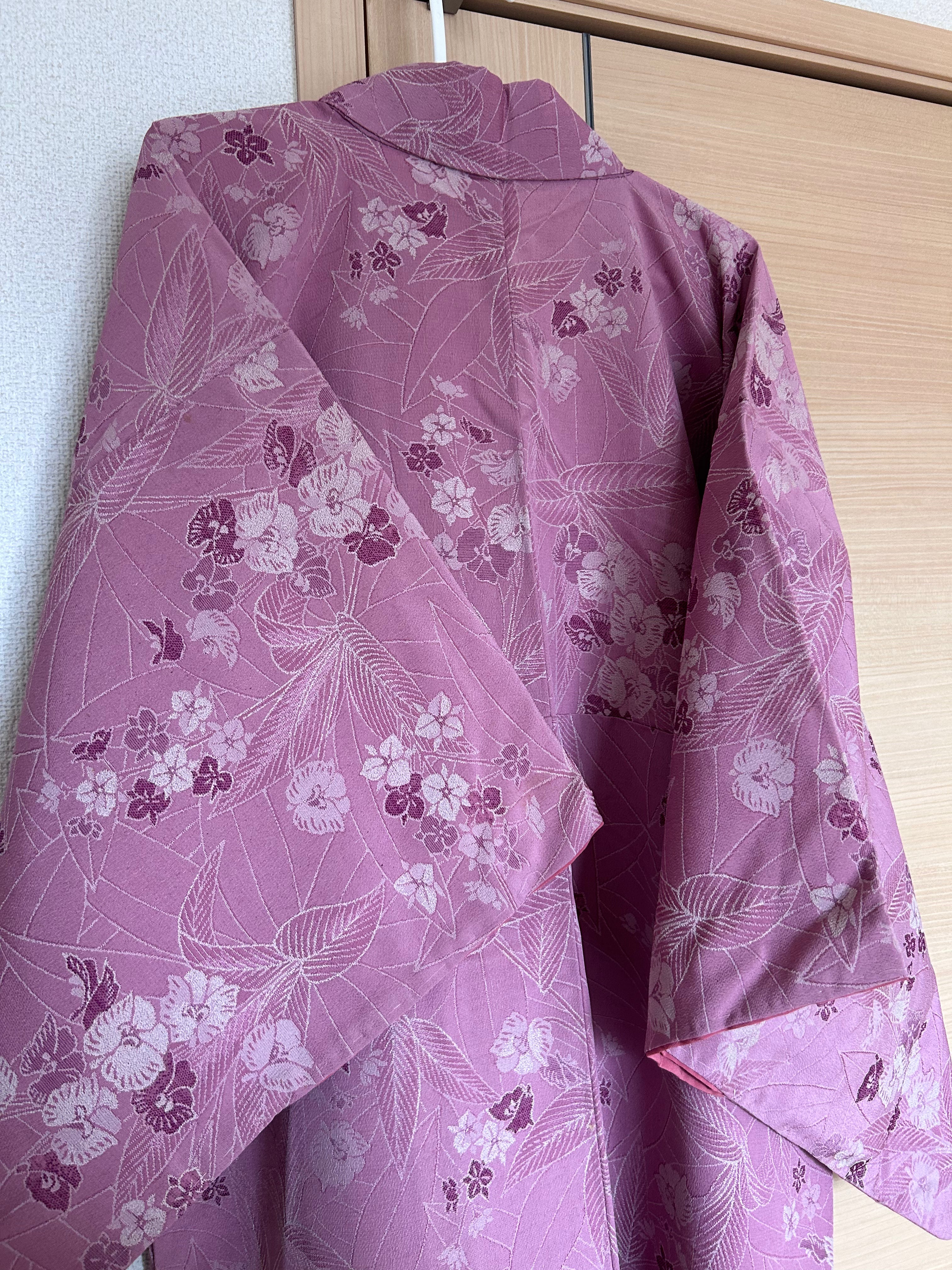 Vintage Japanese Haori Jacket – Pink Floral Pattern