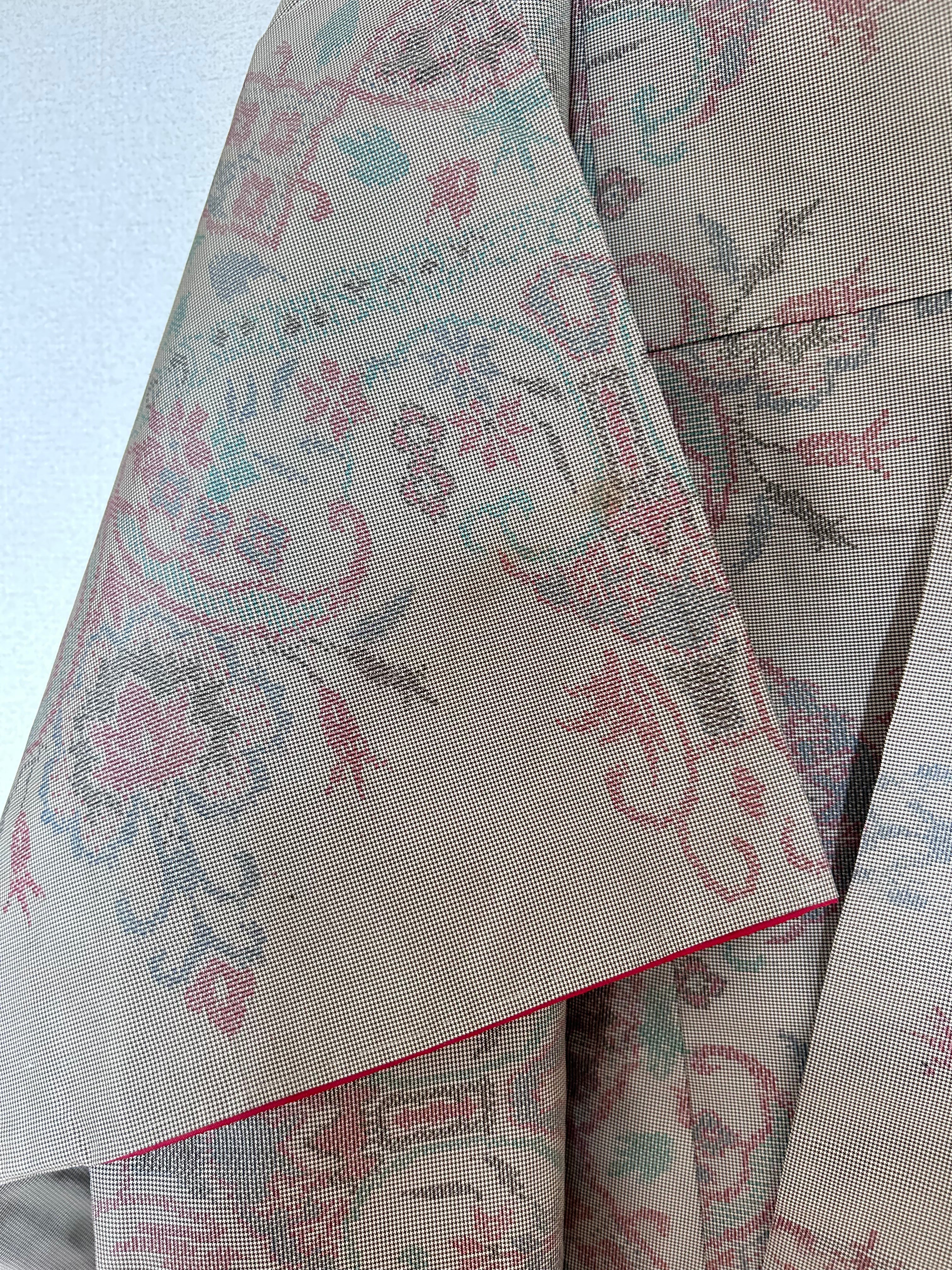 Vintage Japanese Haori Jacket – Pastel Brocade Floral Pattern
