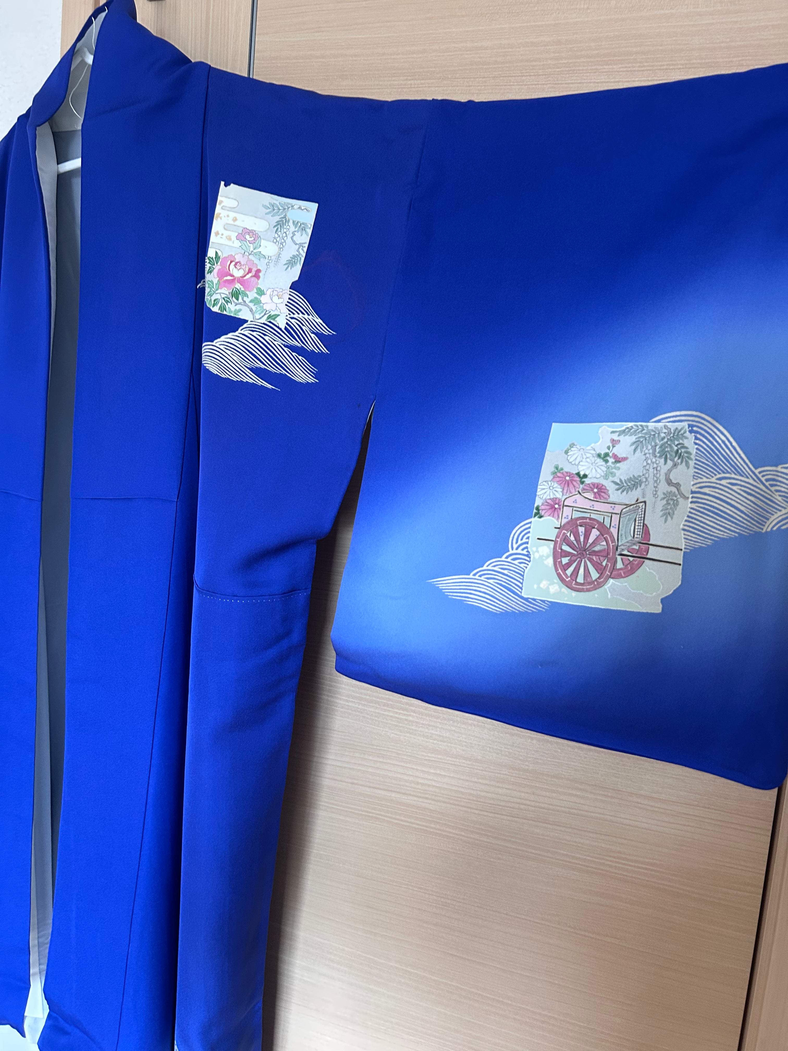 Traditional wave pattern on vintage Japanese silk haori